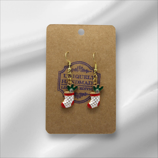 Gold Christmas Boots Earring