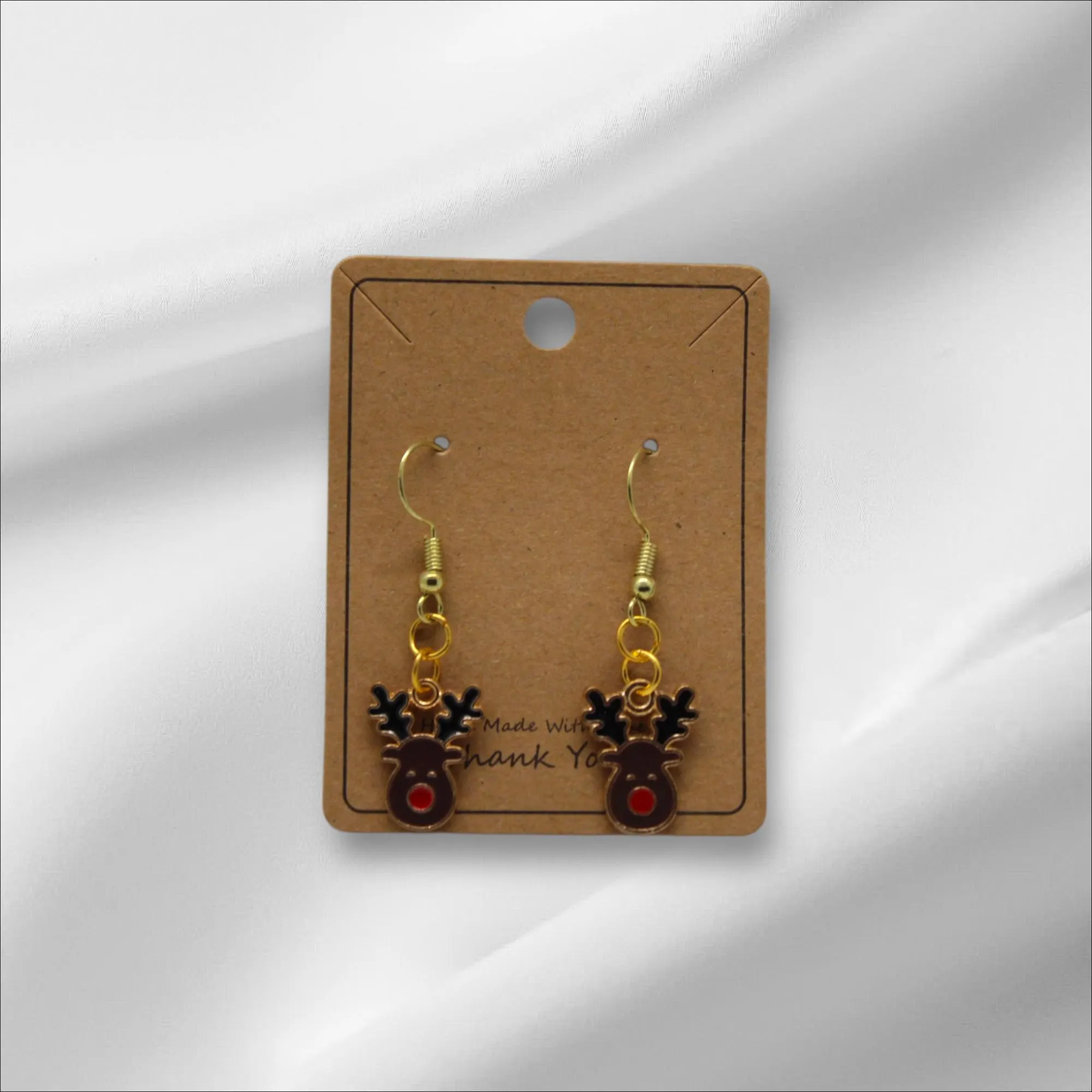 Brown Reindeer Face Earring