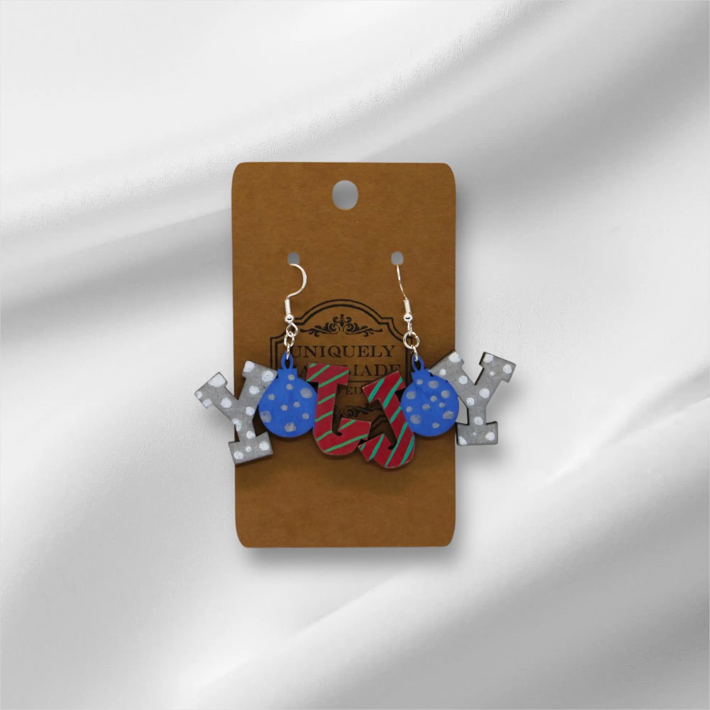 Wooden Joy Christmas Earring