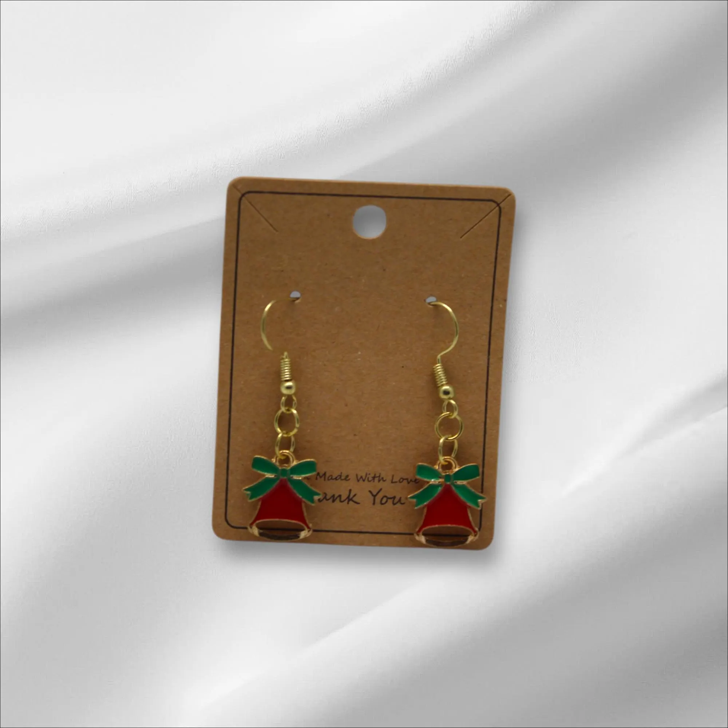 Red Christmas Bell with Bow Earring