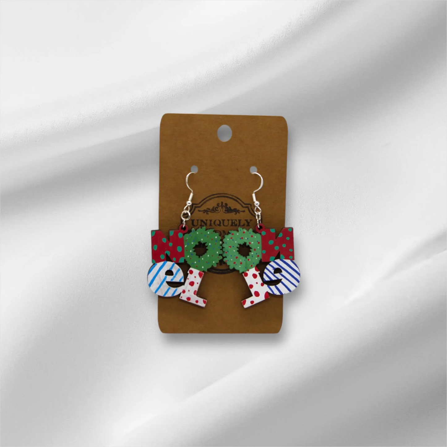 Wooden Christmas Noel Earring