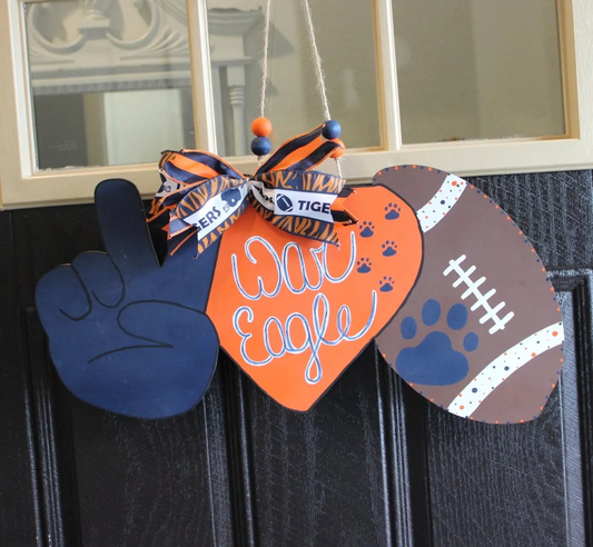 Peace, Love Auburn Football Door Hanger