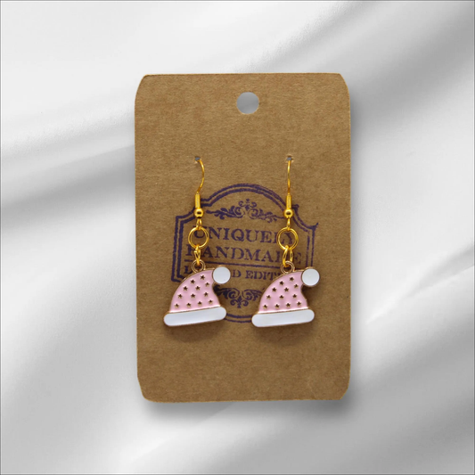 Cute Pink Santa hat Earring