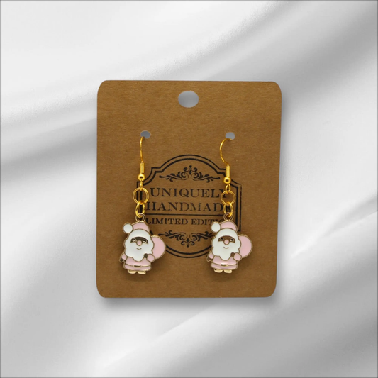 Cute Pink Santa Claus Earring