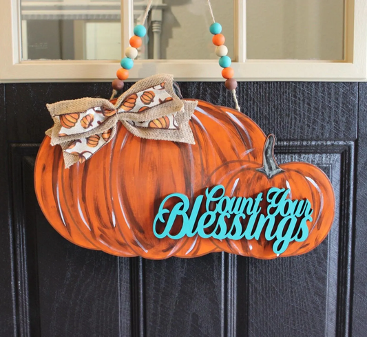 Count Your Blessings Pumpkin Door Hanger