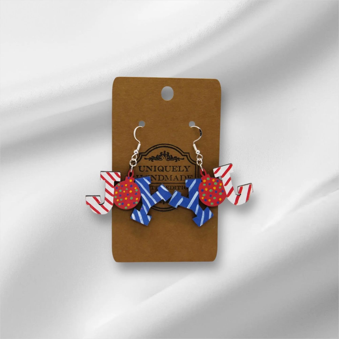 Wooden Christmas Joy Earring